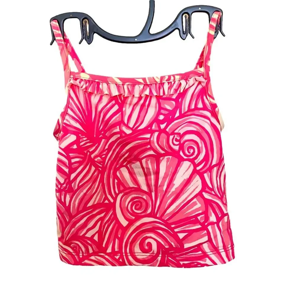 VINEYARD VINES kids Tankini swim top girls size 3T Pink shell Ruffle print